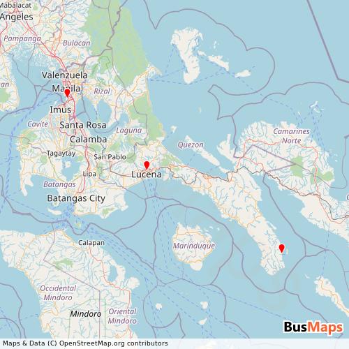 Transit Data for Philippines by Barney Auto Lines, Inc. (B. Chito) with Stops on Map