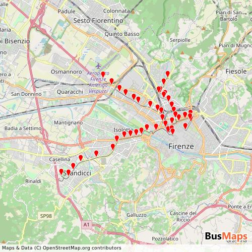 Transit Data for Italy by Gest S.p.A. with Stops on Map