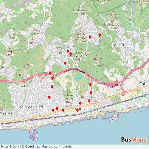 Transit Data for Spain by Empresa Plana with Stops on Map