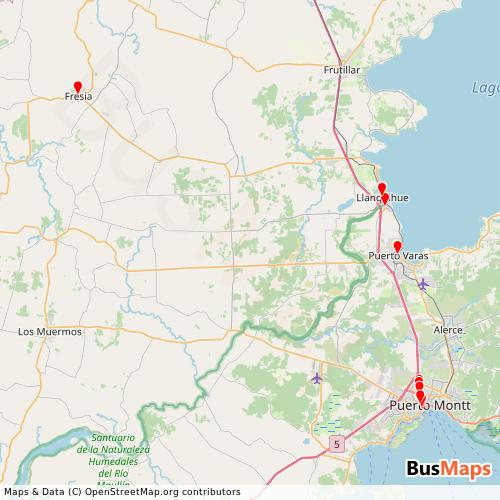 Transit Data for Chile by Expresos Fresia with Stops on Map