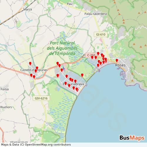 Transit Data for Spain by Estarriol with Stops on Map
