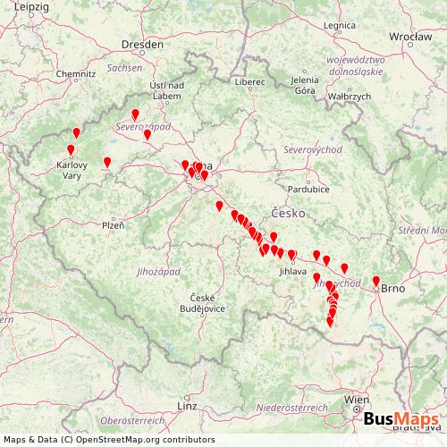 Transit Data for Czech Republic by Karel Mudroch with Stops on Map