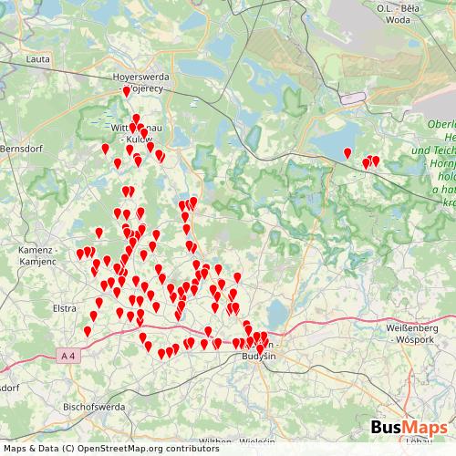 Transit Data for Germany by Schmidt-Reisen with Stops on Map