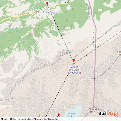 Transit Data for Switzerland by Gstaad 3000 Ag with Stops on Map