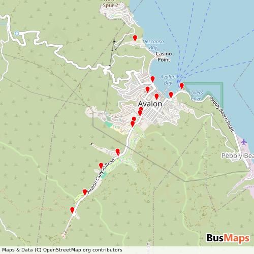 Transit Data for United States by Avalon Transit with Stops on Map