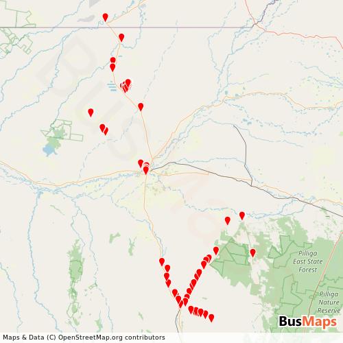 Transit Data for Australia by NRC Buses Pty Ltd with Stops on Map