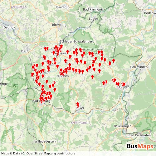Transit Data for Germany by nph-Linienbündel 09 with Stops on Map
