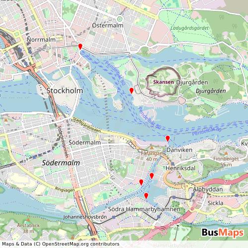 Transit Data for Sweden by Ressel Rederi with Stops on Map