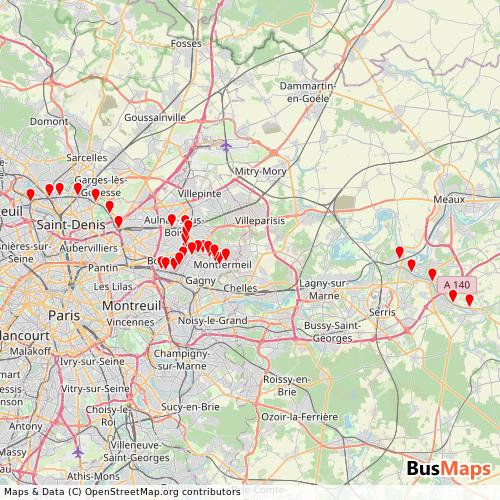 Transit Data for France by Stretto with Stops on Map
