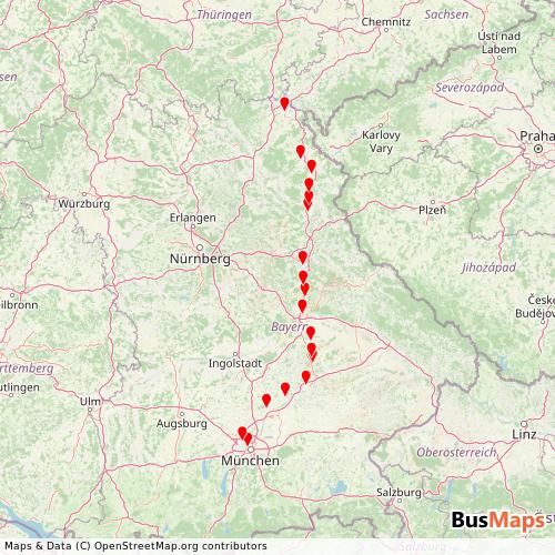 Transit Data for Germany by DB Regio AG Bayern with Stops on Map