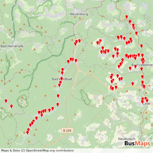Transit Data for Germany by Linienbündel Nordwest with Stops on Map