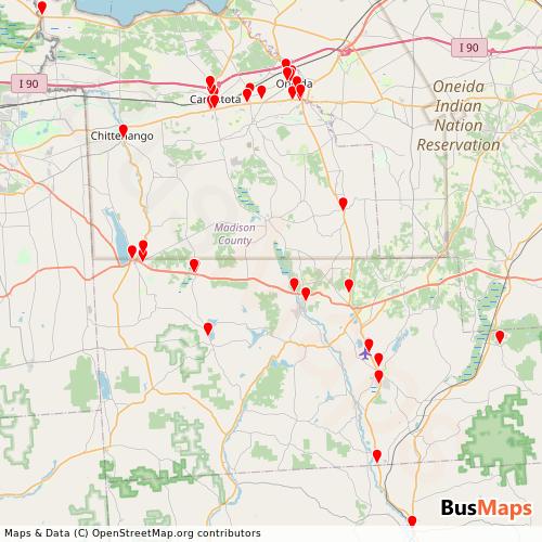 Transit Data for United States by Madison County Transit with Stops on Map