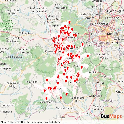 Transit Data for Mexico by Tbd with Stops on Map