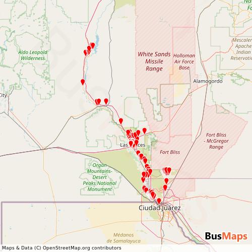 Transit Data for United States by South Central Regional Transit with Stops on Map