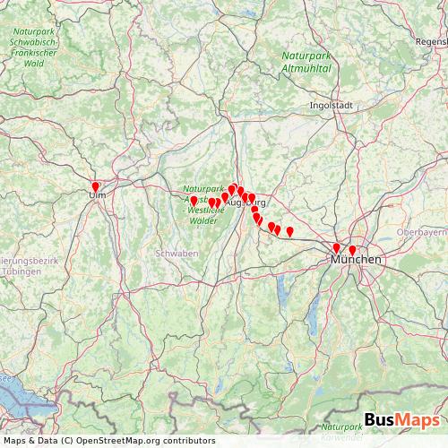 Transit Data for Germany by Deutsche Bahn Ag with Stops on Map