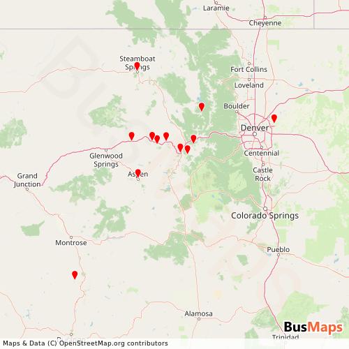 Transit Data for United States by Blue Sky Limo Llc with Stops on Map