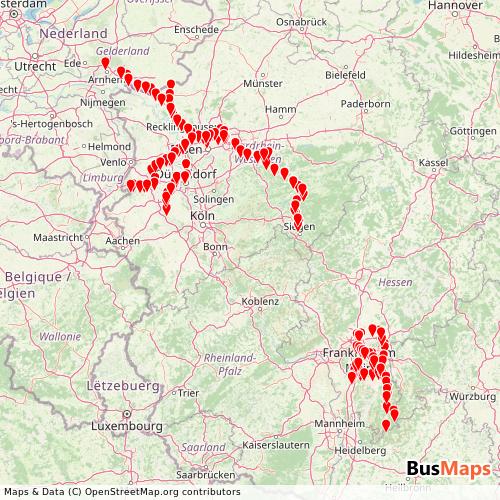 Transit Data for Germany by Vias Rail Gmbh with Stops on Map