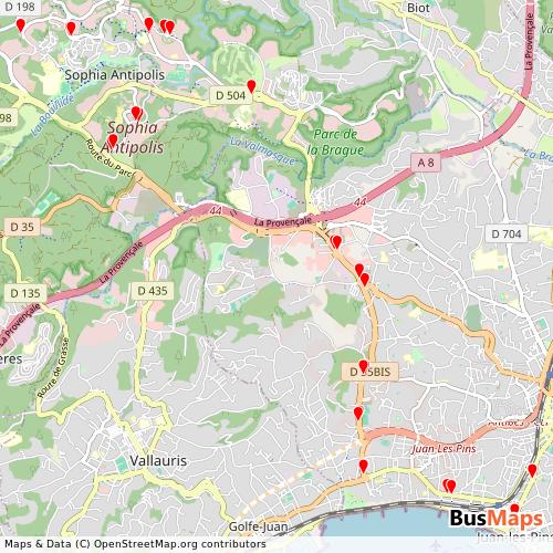Transit Data for France by Envibus with Stops on Map