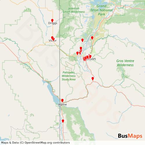 Transit Data for United States by Start Bus with Stops on Map