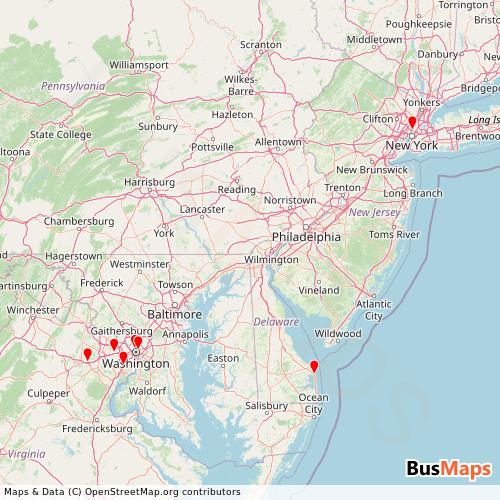 Transit Data for United States by Best Bus with Stops on Map