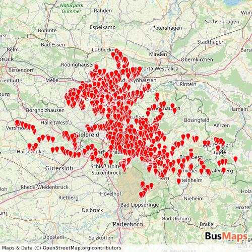 Transit Data for Germany by bvo with Stops on Map