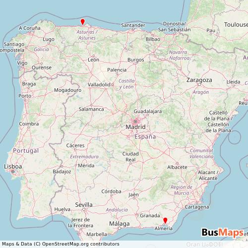 Transit Data for Spain by THI Factory Sa with Stops on Map