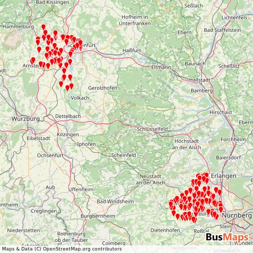 Transit Data for Germany by 02 with Stops on Map
