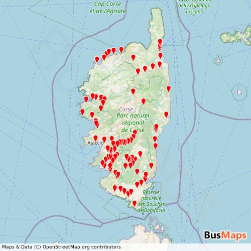 Transit Data for France by Via Strada with Stops on Map