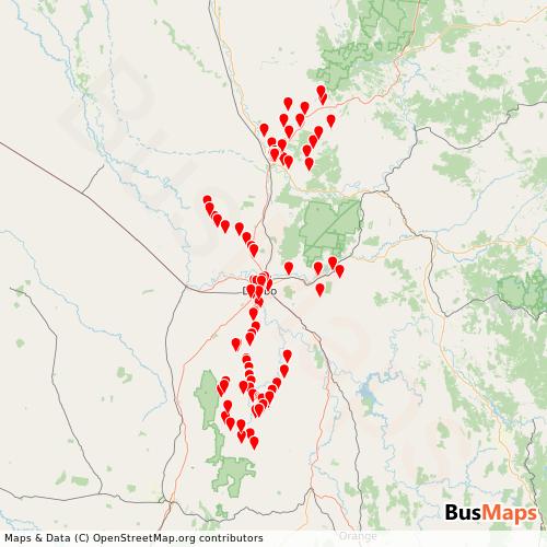 Transit Data for Australia by Langley's Coaches with Stops on Map