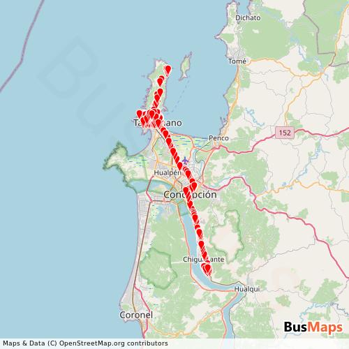 Transit Data for Chile by Via Lactea with Stops on Map
