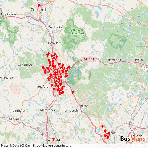 Transit Data for United States by NH Mta with Stops on Map