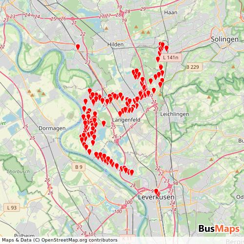 Transit Data for Germany by Bsm with Stops on Map