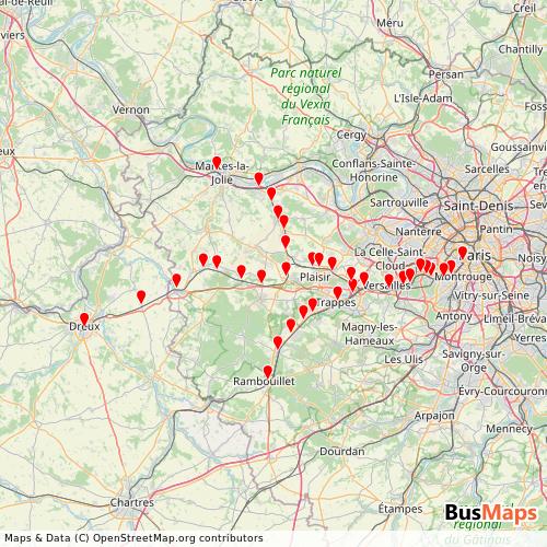 Transit Data for France by Paris Rive Gauche with Stops on Map