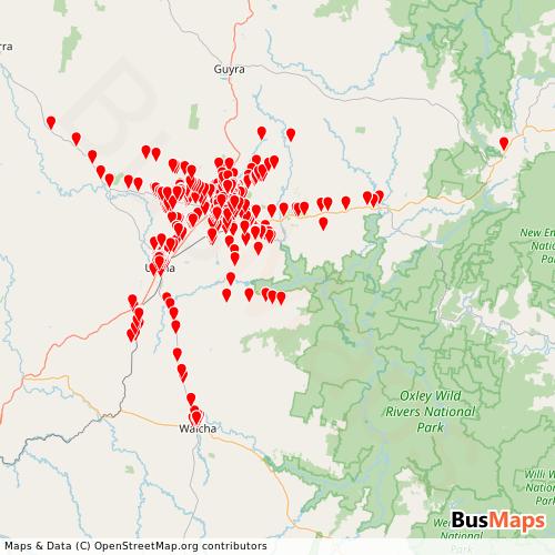 Transit Data for Australia by Edwards Coaches with Stops on Map