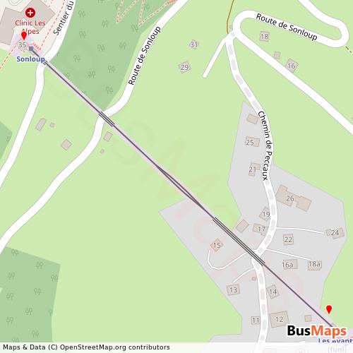 Transit Data for Switzerland by Montreux-Vevey-Riviera (las) with Stops on Map