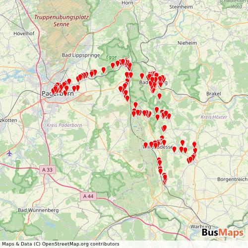 Transit Data for Germany by nph-Linienbündel 10 with Stops on Map