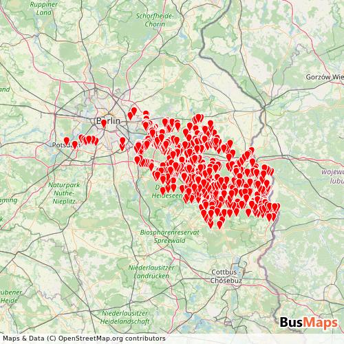Transit Data for Germany by DB Regiobus Ost with Stops on Map