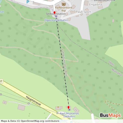 Transit Data for Switzerland by Seilbahn Ried Illgau with Stops on Map