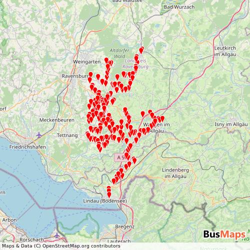 Transit Data for Austria by Schuler with Stops on Map