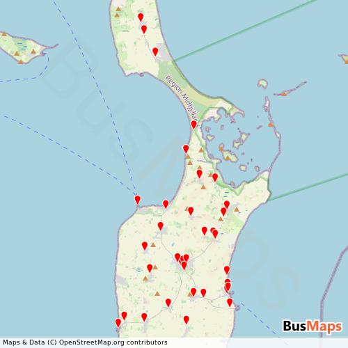 Transit Data for Denmark by Samsø Bus with Stops on Map