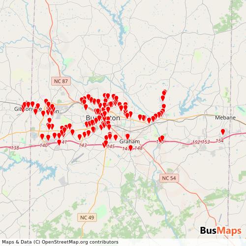 Transit Data for United States by Link Transit with Stops on Map