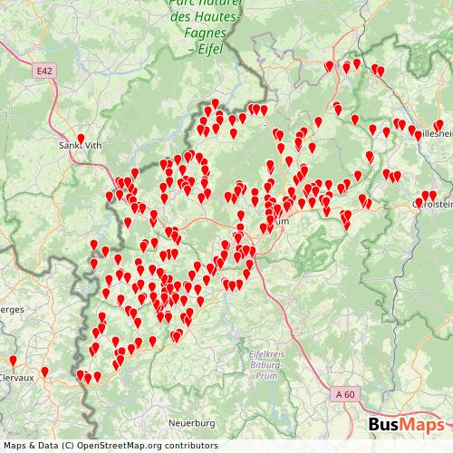 Transit Data for Luxembourg by Andre-Touristk with Stops on Map