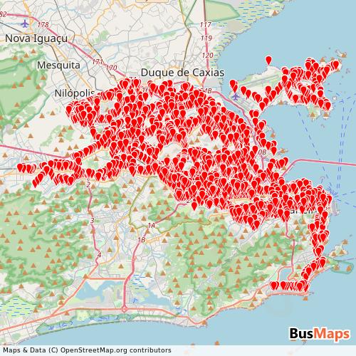 Transit Data for Brazil by Internorte with Stops on Map