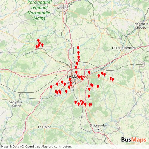 Transit Data for France by illygo with Stops on Map