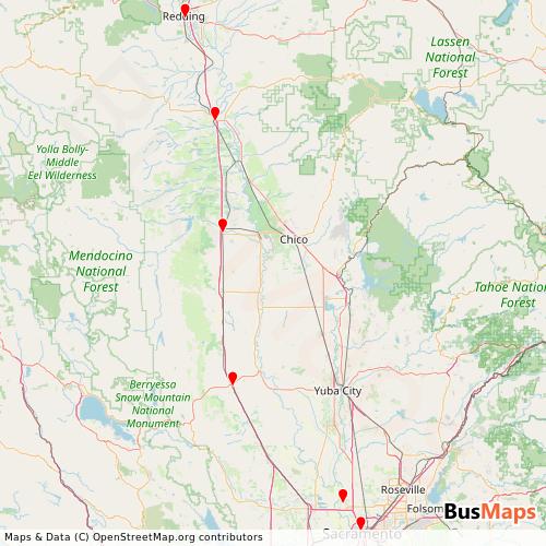 Transit Data for United States by Salmon Runner Bus with Stops on Map