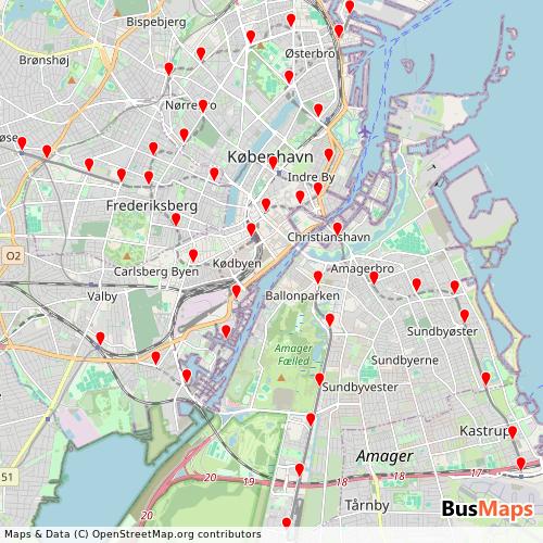 Transit Data for Denmark by Metroselskabet with Stops on Map