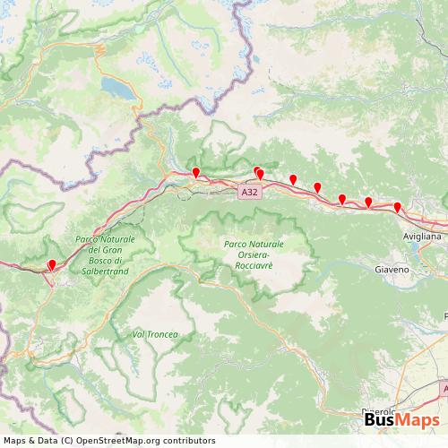 Transit Data for Italy by Bellando E Sadem (Pool) with Stops on Map