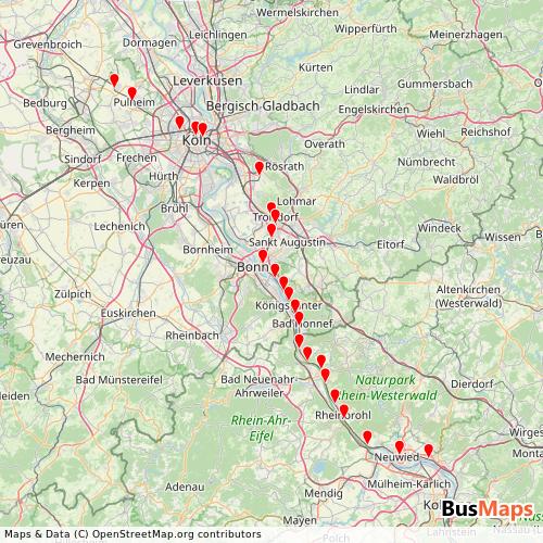 Transit Data for Germany by DB Regio Ag1 with Stops on Map