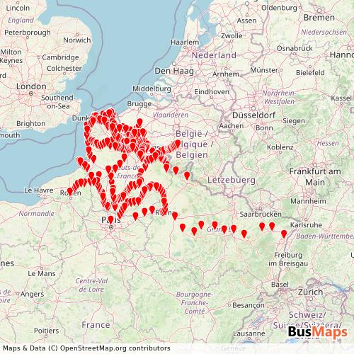 Transit Data for France by Sncf Voyageurs with Stops on Map