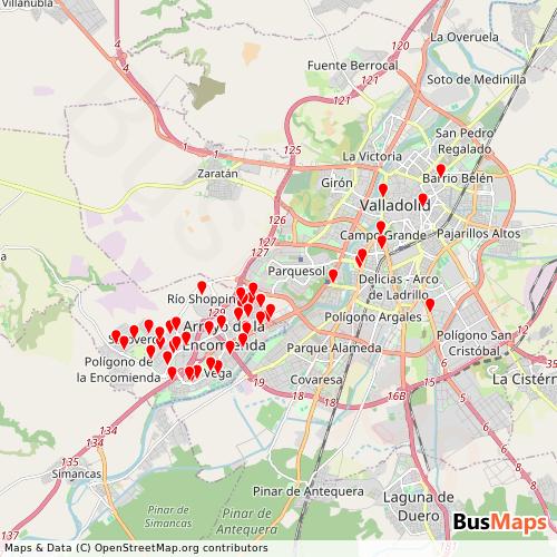 Transit Data for Spain by La Regional with Stops on Map
